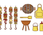 Brochette Kebab Skewers Icons Vector