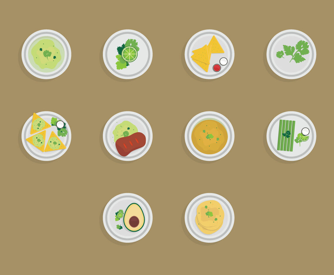 Food with Cilantro Icon Set