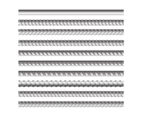 Metal Rebars Set on Transparent Background