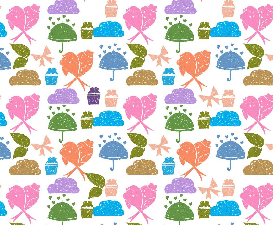 Vector Love Birds Doodle Background