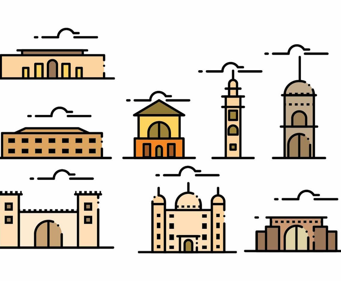 Minimalist Maroc Landmark Icon Set