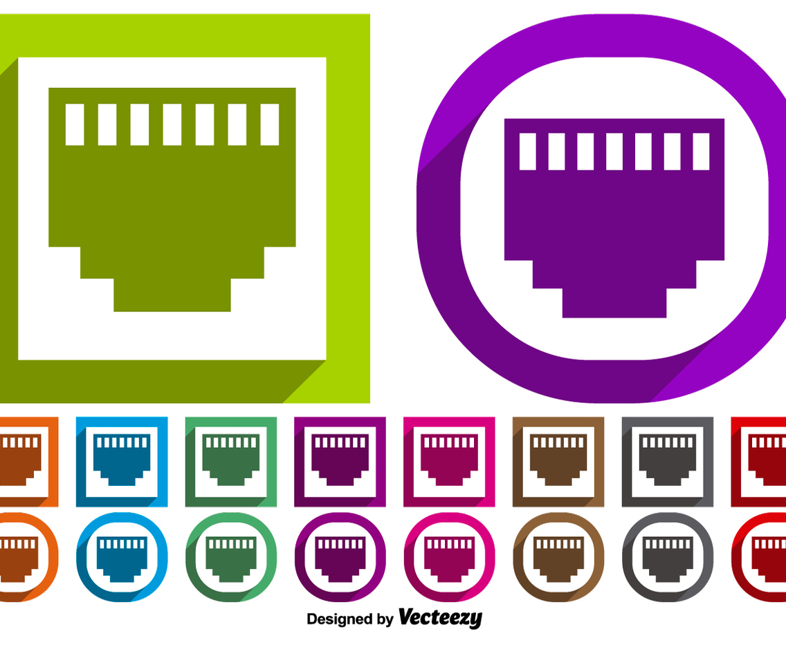 Vector Set Of Ethernet Port Symbol Buttons