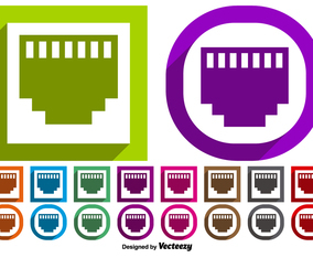 Vector Set Of Ethernet Port Symbol Buttons