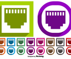 Vector Set Of Ethernet Port Symbol Buttons