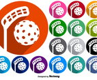 Vector Set Of Buttons With Floorball Icons