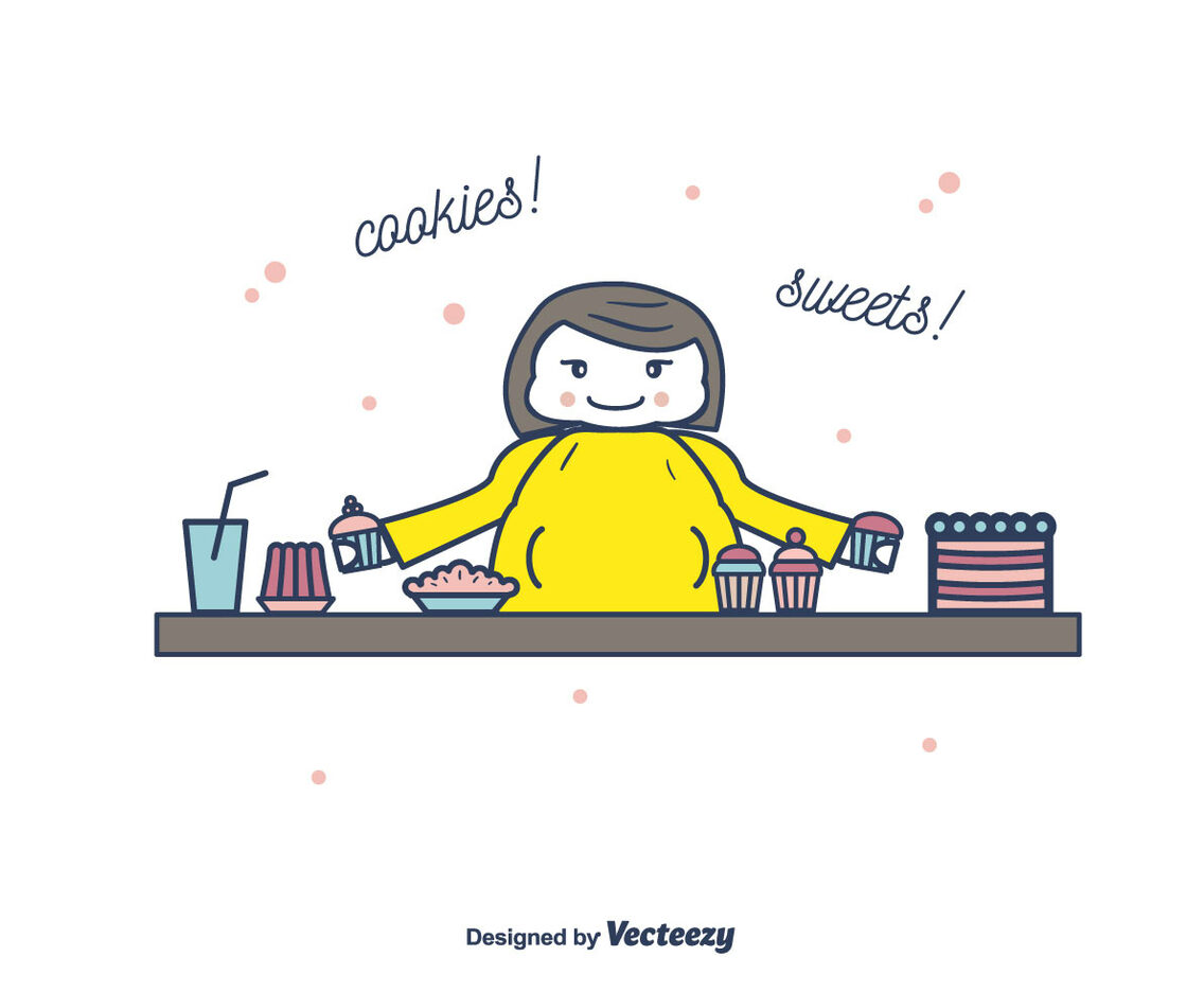 Fat Woman And Cookies Vector