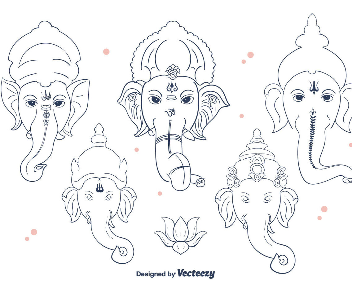 Ganesh Line Vector