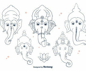 Ganesh Line Vector