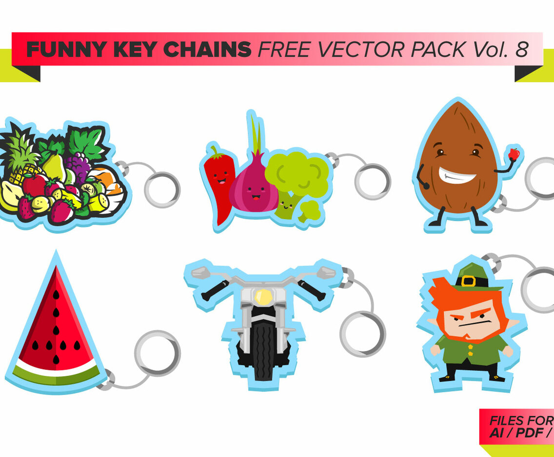 Funny Key Chains Free Vector Pack Vol. 8