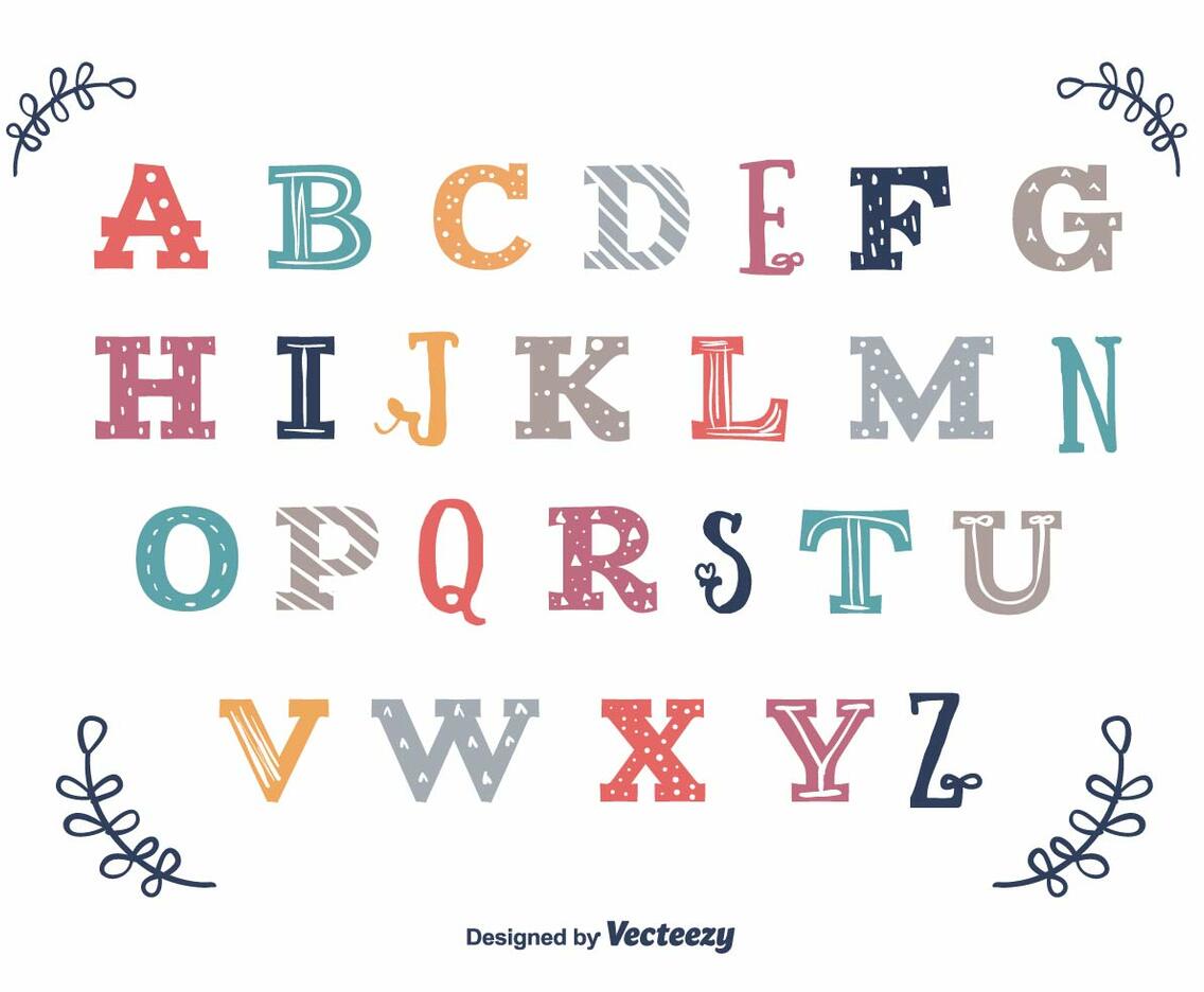 Colorful Vintage Alphabet Vector