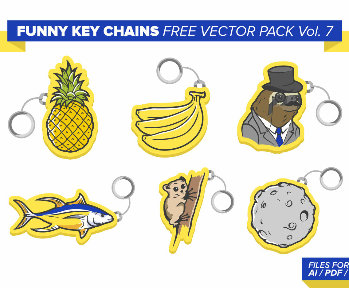 Funny Key Chains Free Vector Pack Vol. 7