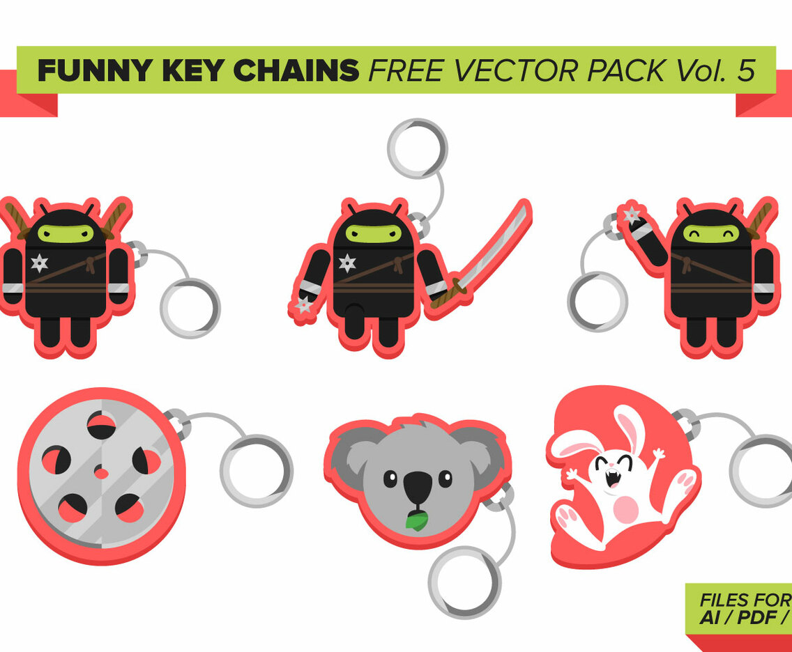 Funny Key Chains Free Vector Pack Vol. 5