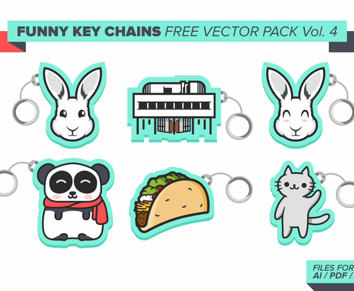 Funny Key Chains Free Vector Pack Vol. 4