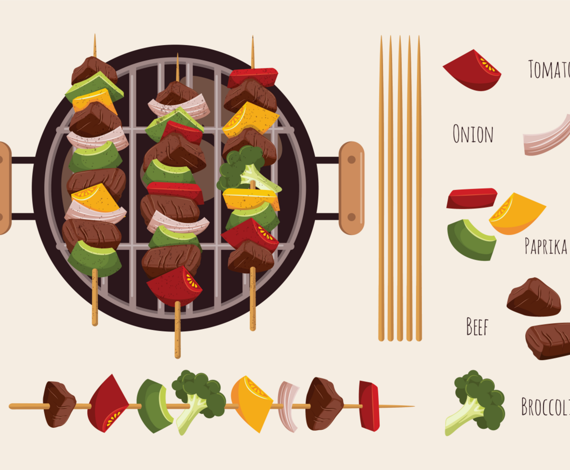 Brochette Kebab Skewers Icons Vector