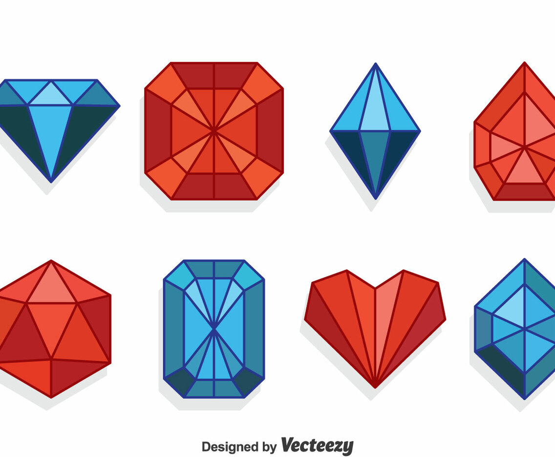 Red And Blue Gems Collection Set