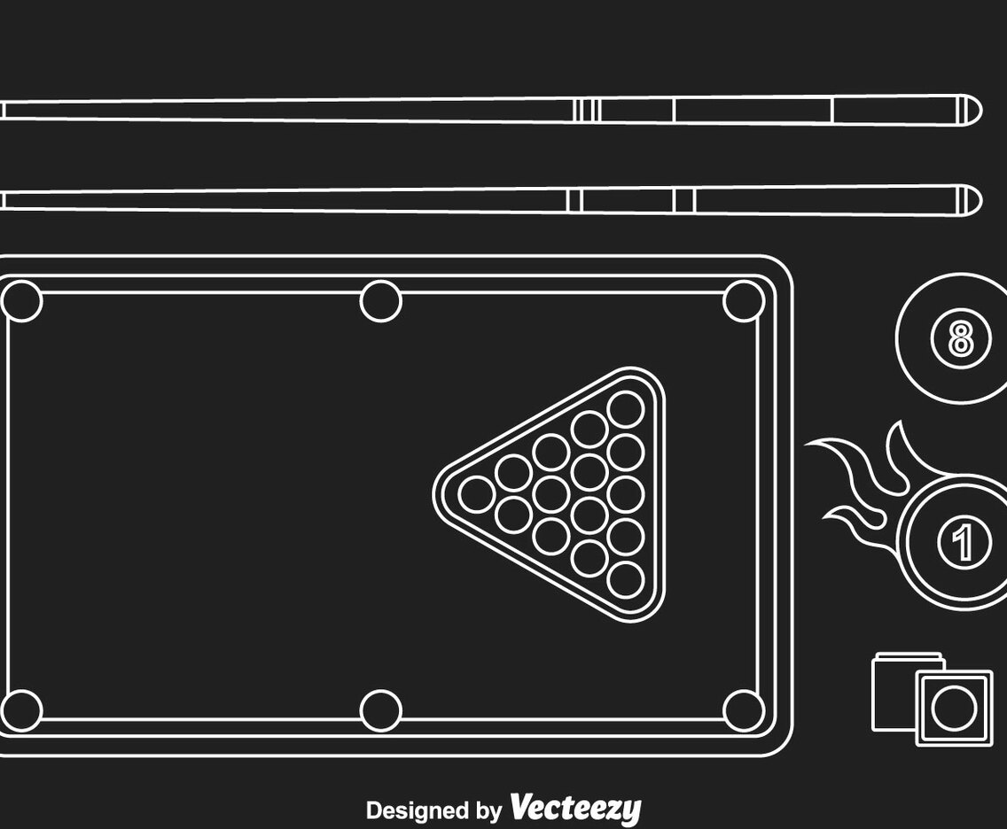 Billiard Element Icons Vector