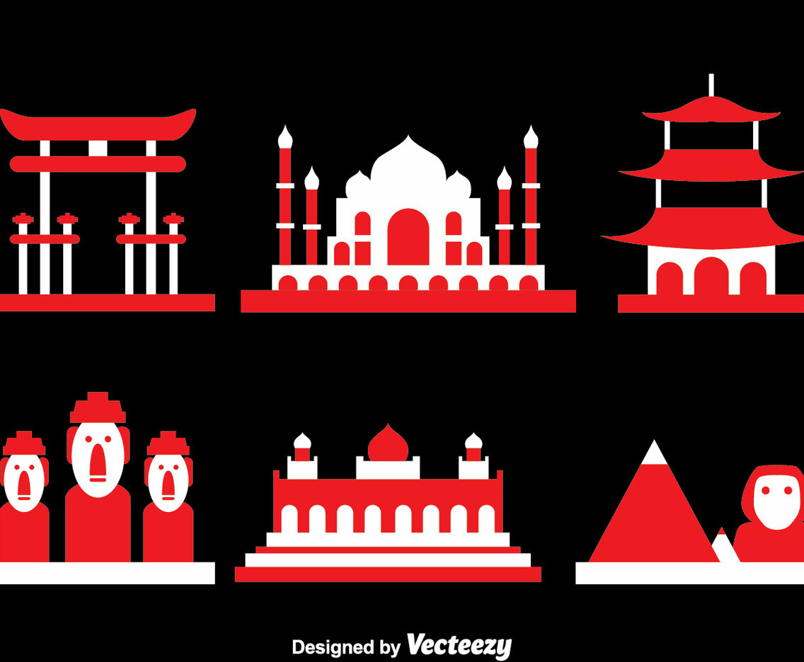 World Landmark Icons Vector