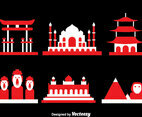 World Landmark Icons Vector