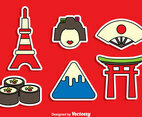 Japanese Sticker Vector Set