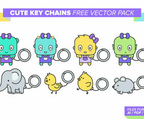 Cute Key Chains Free Vector Pack