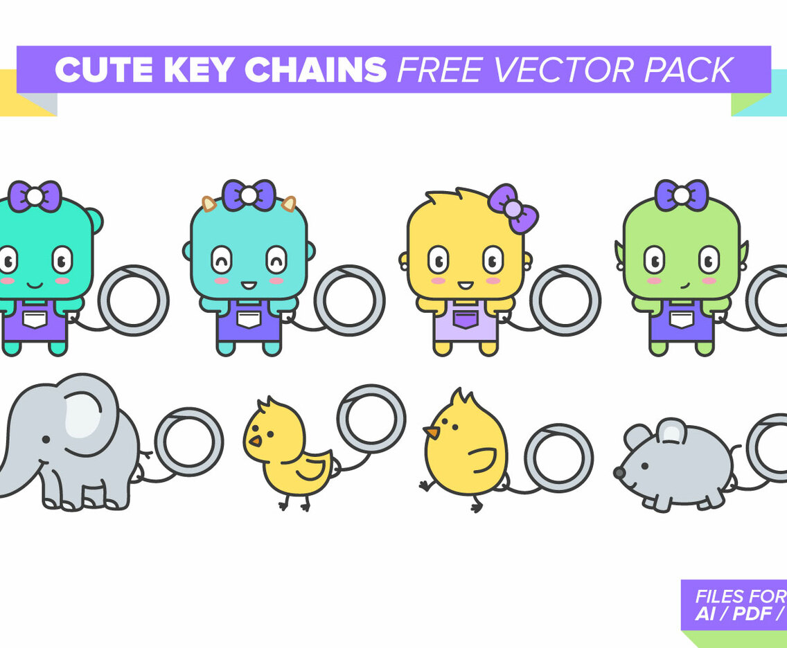 Cute Key Chains Free Vector Pack