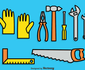 Work Tools Cartoon Icons Set