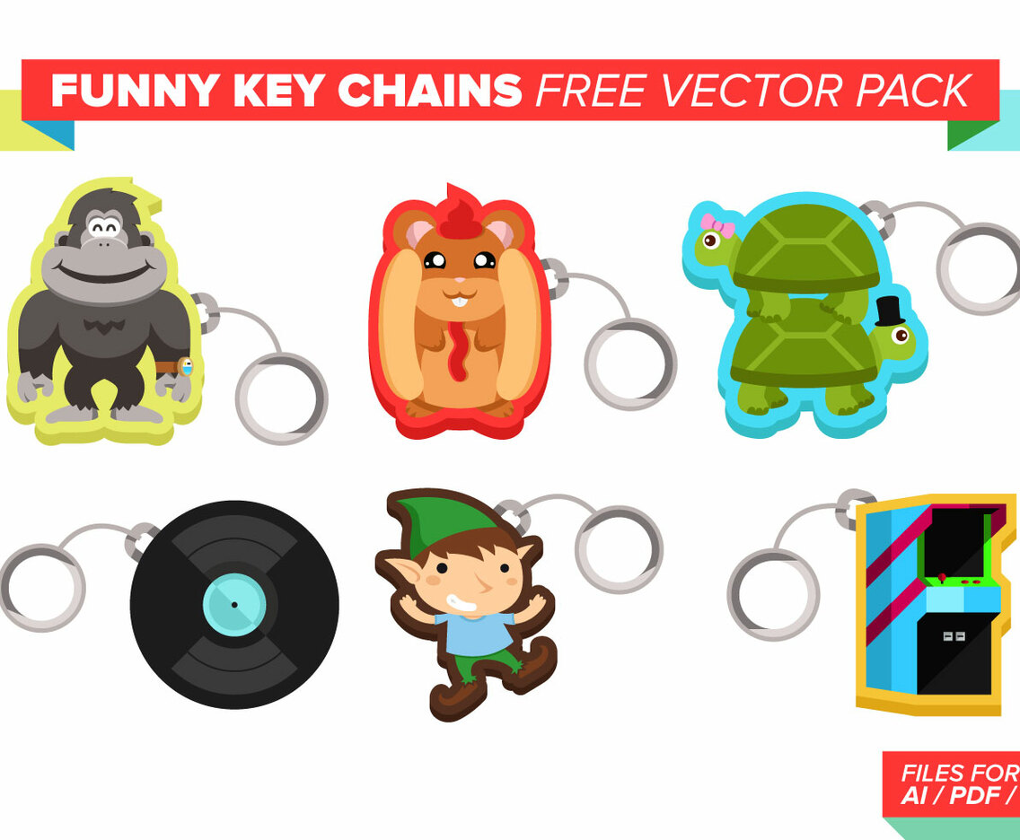 Funny Key Chains Free Vector Pack