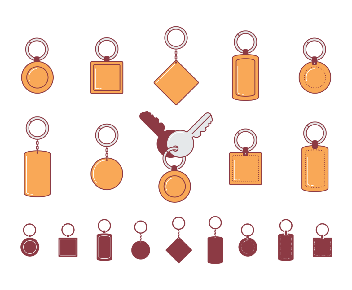 Key Chains Flat Icons