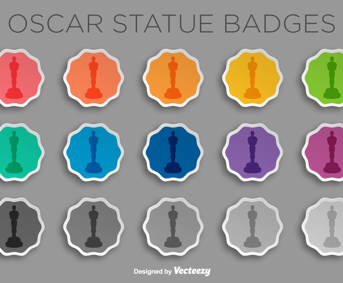 Vector Sticker Set With Oscar Statue IconSilhouette