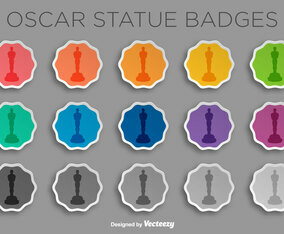 Vector Sticker Set With Oscar Statue IconSilhouette