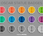 Vector Sticker Set With Oscar Statue IconSilhouette