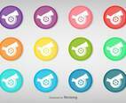 Vector Set Of Colorful Buttons With Turbocharger Icon