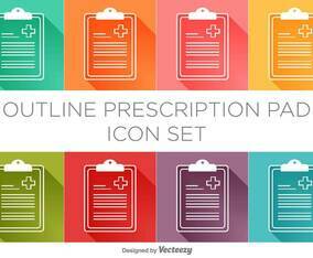 Vector Prescription Pad Icon Set