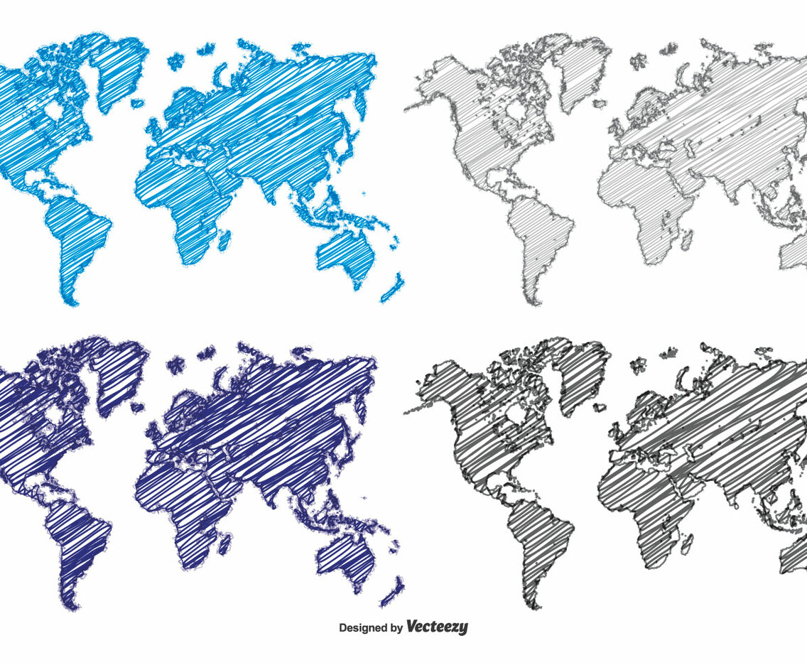 Scribble Style World Maps