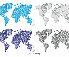Scribble Style World Maps