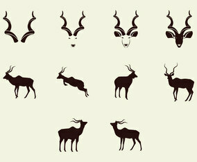 Kudu Silhouette Icon Set