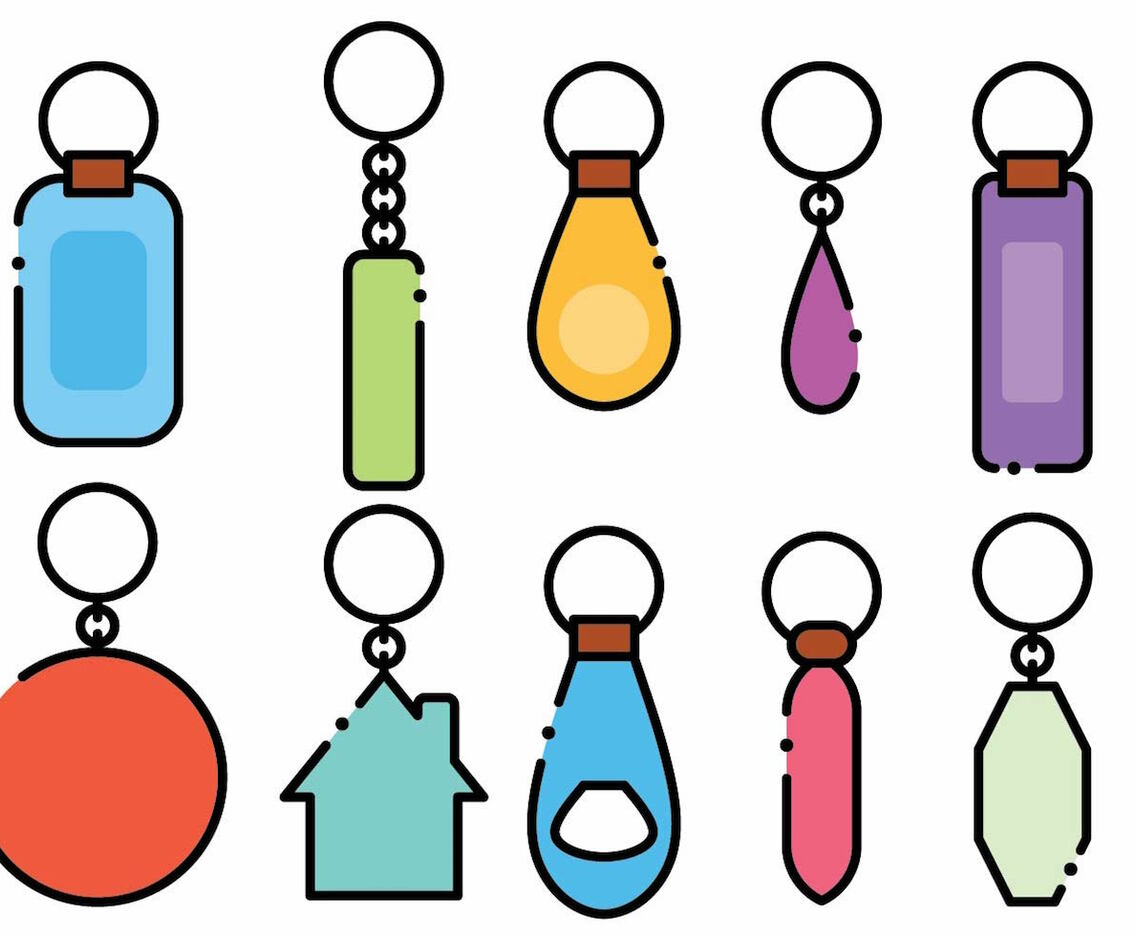 Minimalist Key Chain Vector Icon Set