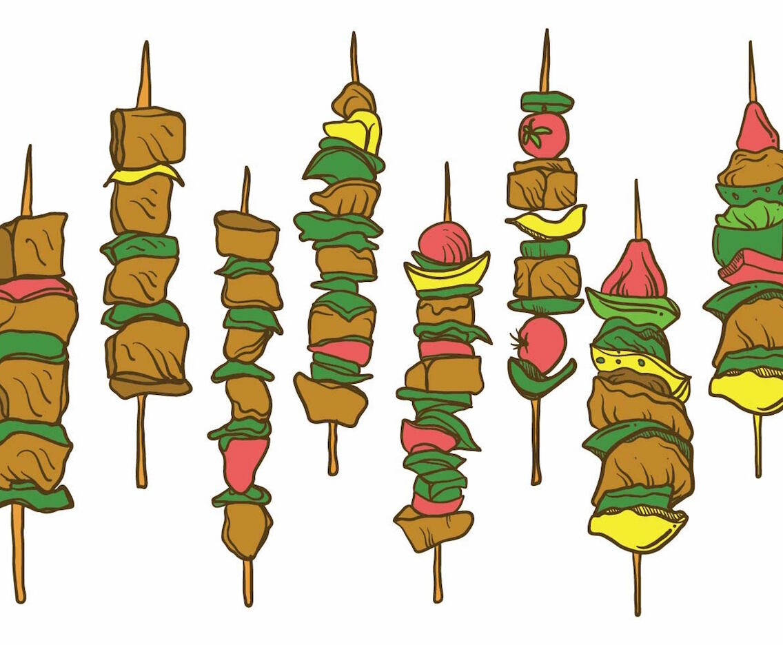 Free Hand Drawn Brochette Illustration Set