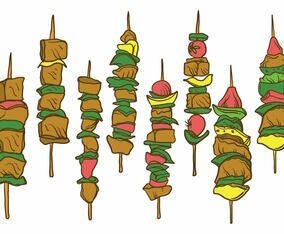 Free Hand Drawn Brochette Illustration Set