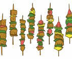 Free Hand Drawn Brochette Illustration Set