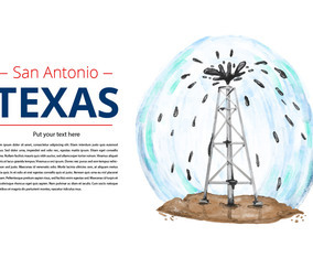 Free Texas Oil Drill Watercolor Vector