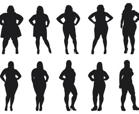 Fat Women Silhouettes Vector