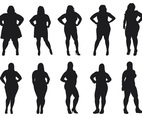 Fat Women Silhouettes Vector