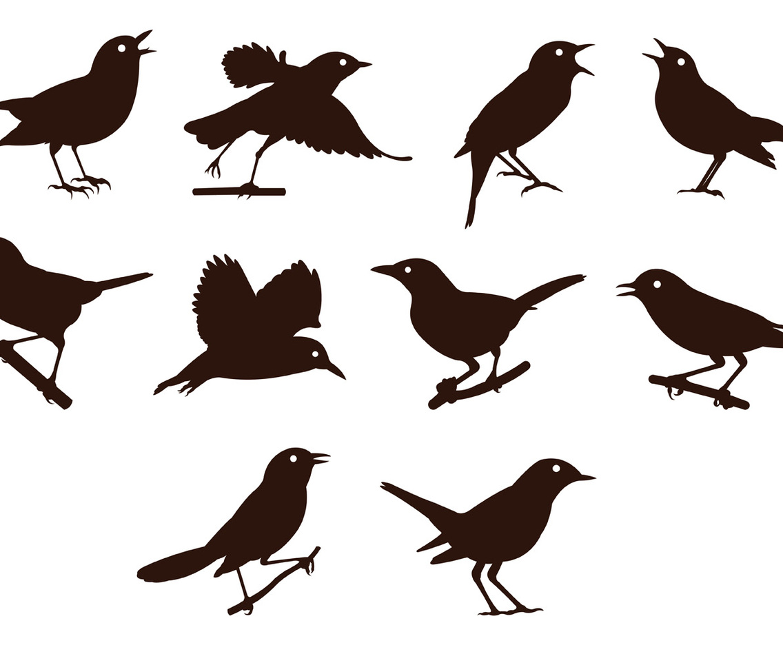 Nightingale Silhouettes Vector