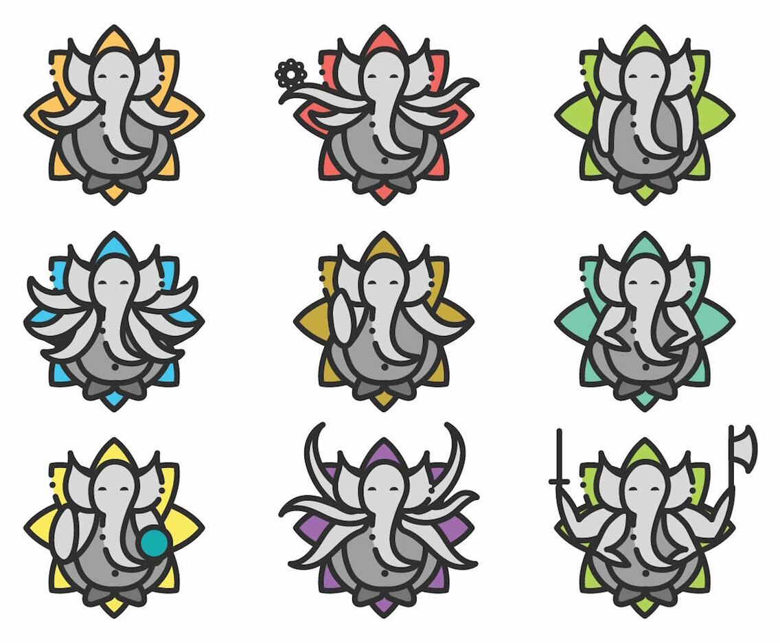 Minimalist Ganesh Icon Set