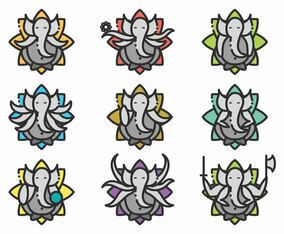 Minimalist Ganesh Icon Set