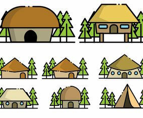 Minimalist Shack Icon Set