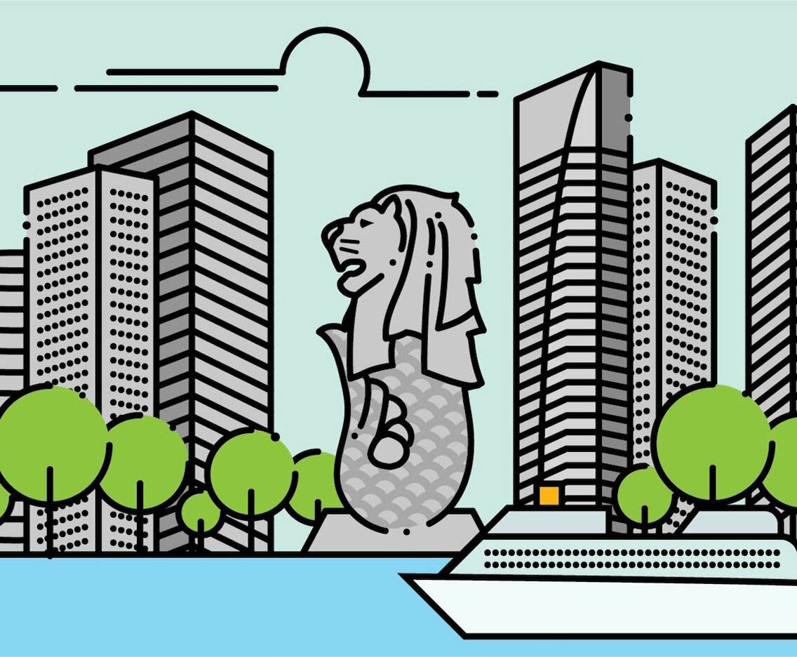 Minimalist Merlion Singapore Landscape