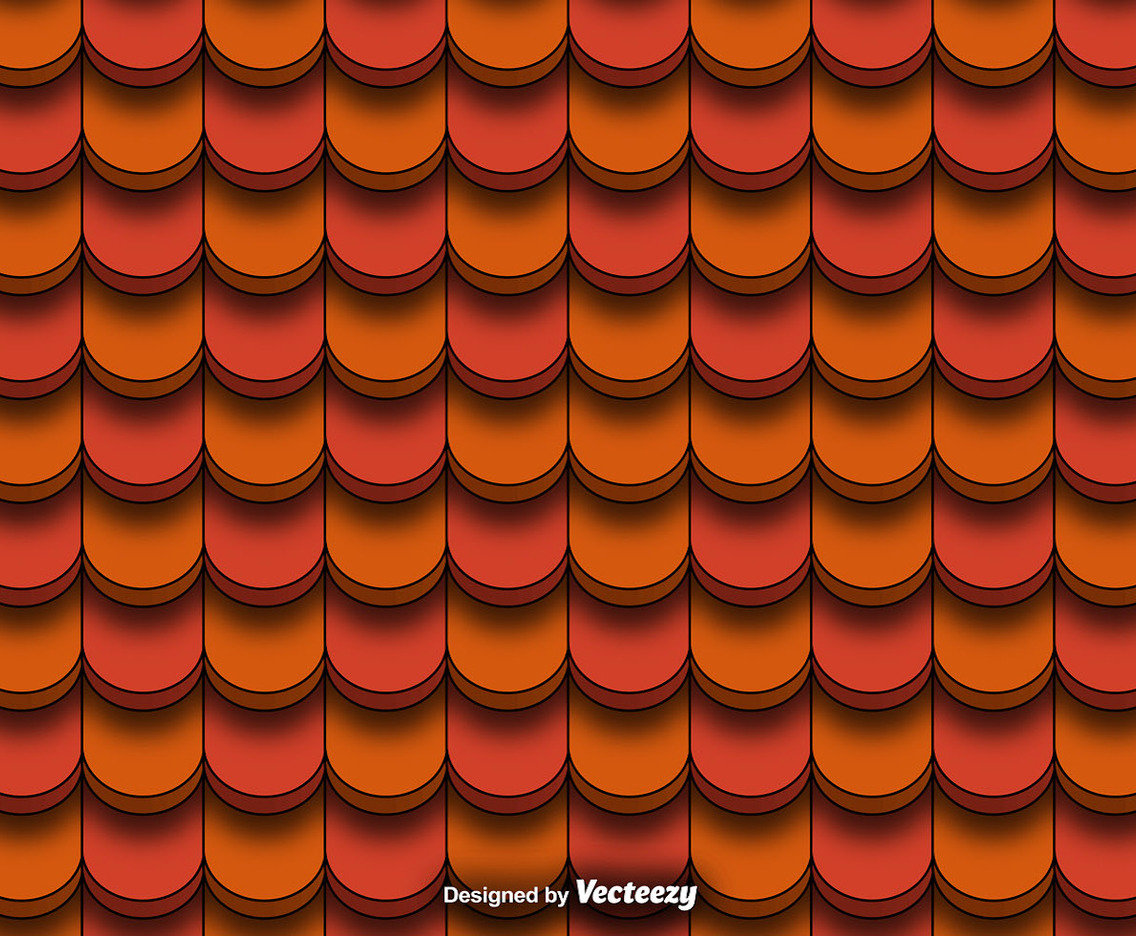 Seamless Pattern Of Red Clay Roof Tiles Vector