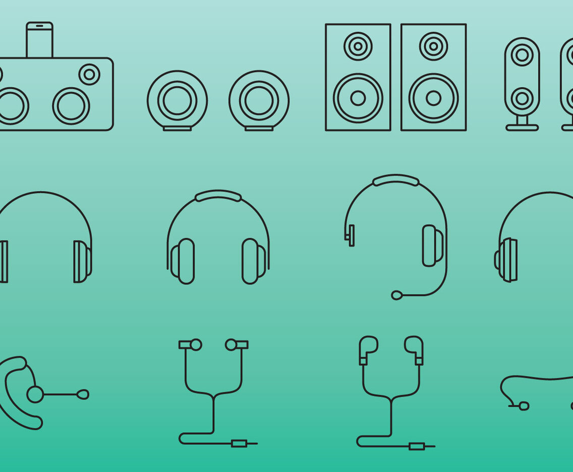 Ear Bud And Speaker Icons